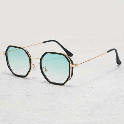 1 Pair of Men'S Geometric Copper Alloy Fashion Glasses with Red Lenses - Casual & Trendy, Ideal for, Daily Wear, and Holiday Gifts, Holiday Fashion Glasses|Sleek Metal Frame Glasses|Polycarbonate Lenses, Glasses