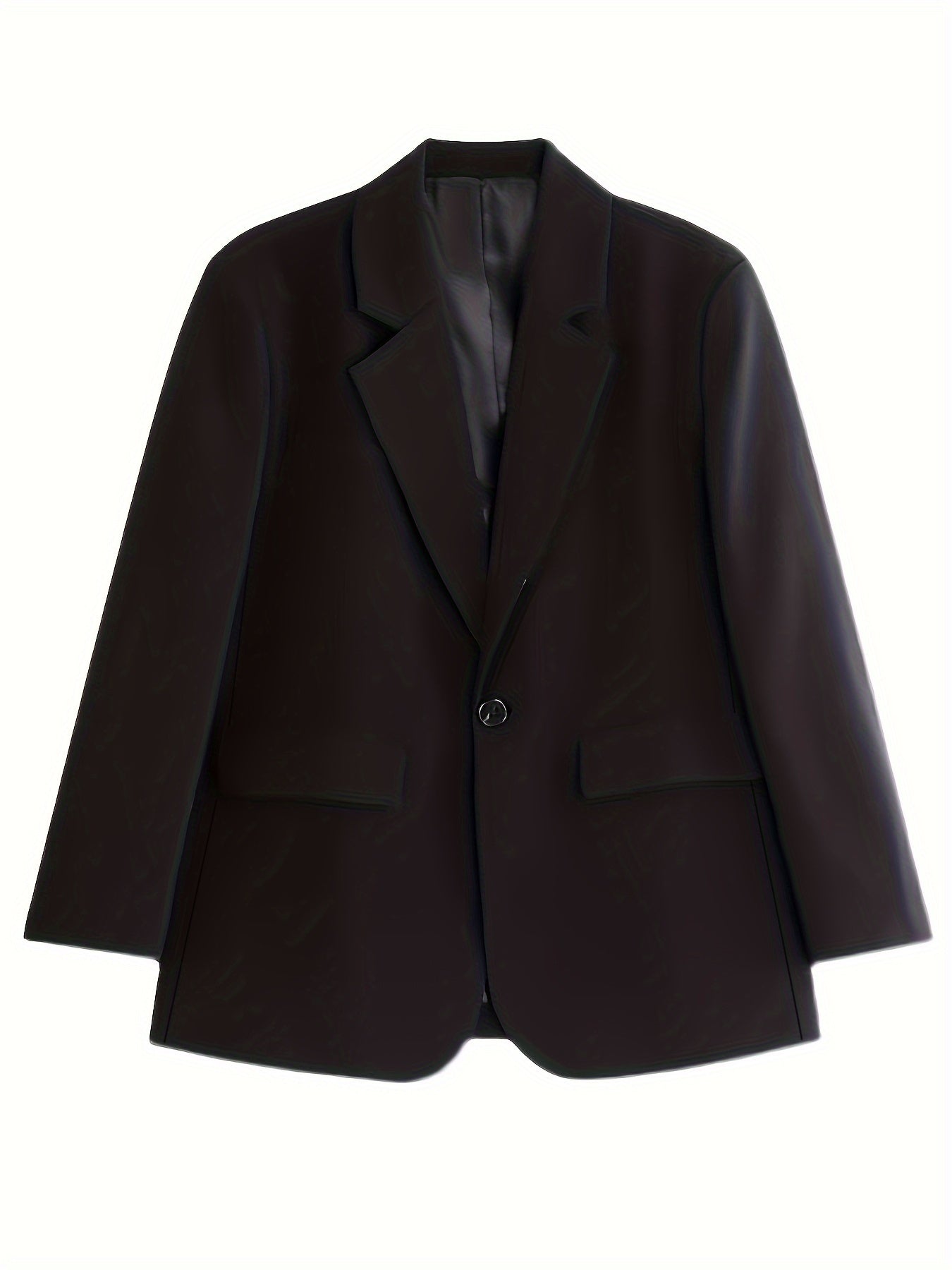 Women'S Chic Casual Blazer - Polyester, Solid Color, Long Sleeve, Button Front with Pockets, Loose Fit, Spring/Fall Jacket, Casual Wear Jacket|Minimalist Jacket|Single lapel Jacke