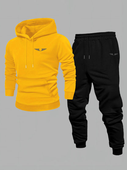 Men'S Casual Fleece-Lined Hoodie - "Sonic" Graphic Print, Loose Fit, Long Sleeve Pullover with Kangaroo Pocket, Black, Fall/Winter Streetwear, Casual Wear Hoodie|Graphic Print Hoodie|Fleece Lined Interior, Sweater Hoodie