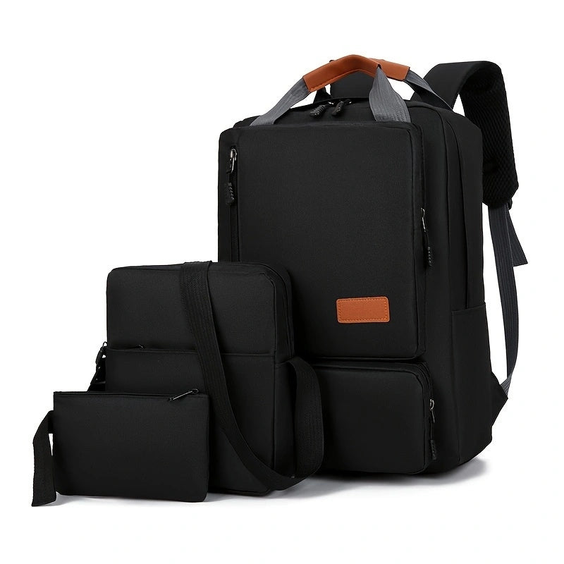 3pcs Set of Backpacks, Simple and Fashionable for Women and Men, Laptop Backpack with Shoulder Bag and Handbag, Suitable for Travel and Business Use