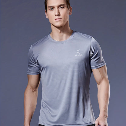 Men's Ultra-Thin T-Shirt with Round Neck, Lightweight and Breathable Performance Running Top for Gym Workouts