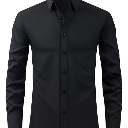 2025 New Men'S Business Slim-Fit Long-Sleeve Shirt, Wrinkle-Free, Elastic, And Smooth Fabric.