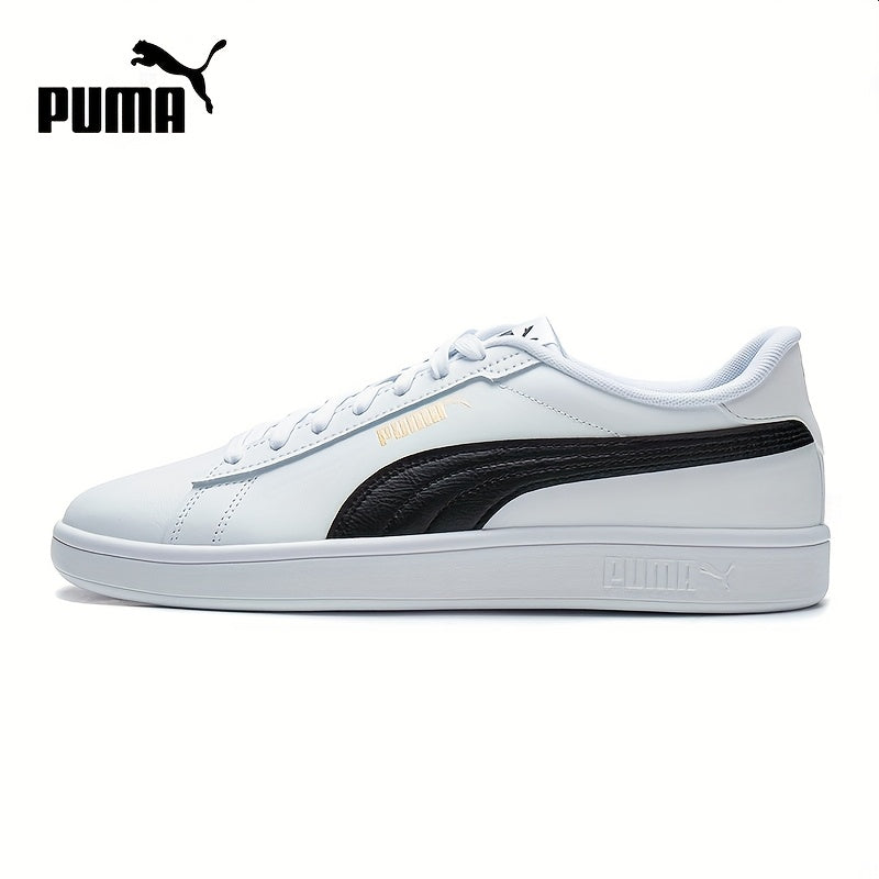 PUMA Unisex Low-Top Casual Sneakers - White & Black Contrast Design, Breathable PU Upper & Rubber Sole, Lace-Up Comfort Shoes for Men & Women, Sleek Sporty Design, Fabric Interior Lining, Durable Rubber Sole