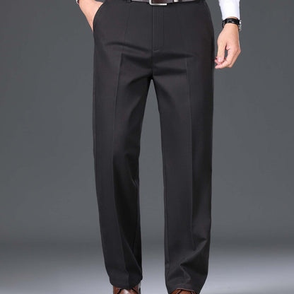 1pc Classic Fit Men'S Dress Pants - 100% Cotton, Solid Color, Non-Stretch, Regular Length, for Autumn/Winter - Business Casual Style