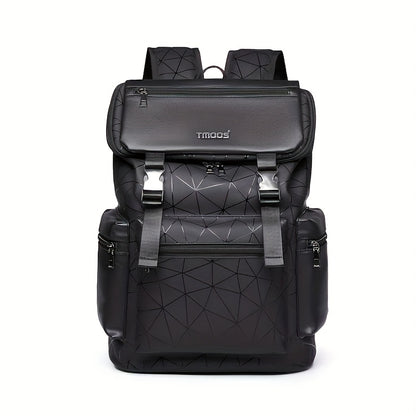 Unisex Backpack with Crocodile Texture, Large Capacity, Anti-Theft, Multi-Compartment, Fits 14-inch Laptop, Casual Travel & Business Commute, Minimalist Style, No Battery - Black