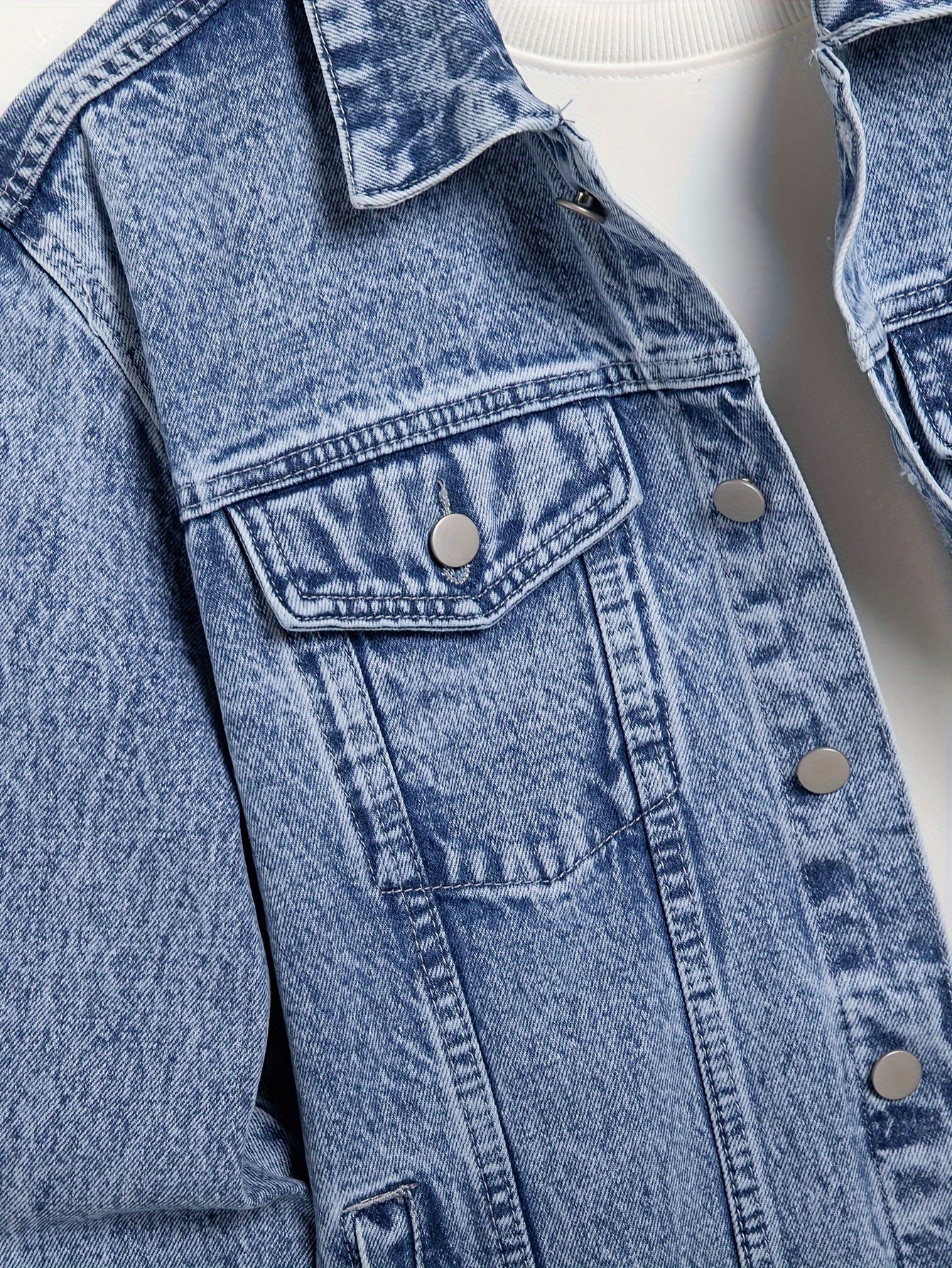 Men's Denim Jacket, Turn-Down Collar, Regular Fit Classic Design Denim Coat For Spring & Autumn