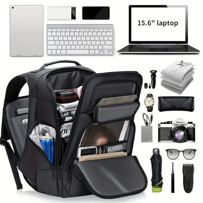 FENRUIEN Men'S Large Capacity Expandable Backpack with USB Charging, 39.62cm Laptop Bag, Durable Oxford Fabric, Multiple Compartments for Travel and Business Use, Travel Backpack | Minimalist Backpack | Durable Zippers, Lapto