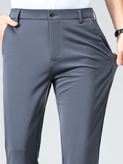 Men's Casual Straight Leg Pants, Chic Business Style Versatile Trousers for Daily Wear