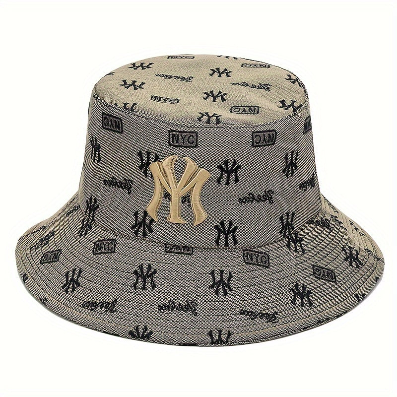 1pc Unisex Trendy Bucket Hat With Letters Pattern, Sun Protection Casual Hat, Suitable For Daily Wear And Vocation