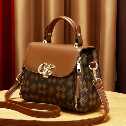 Vintage PU Handbag, Retro Turn Lock Handbag, Women'S Fashion Handbag & Purse