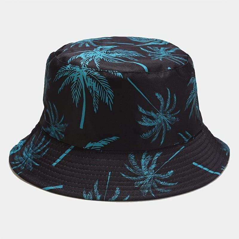 1pc Unisex Coconut Tree Print Bucket Hat - Bohemian Tropical Vacation Style, Breathable & Durable for Outdoor Beach, Casual Wear, Men & Women, Lightweight Headgear, Summer Accessory, Boho Chic, Comfortable Fit, Boho Fashion