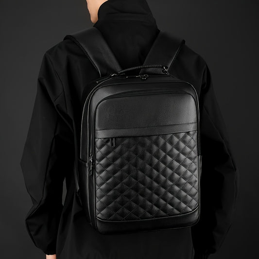 Classic -patterned business backpack, suitable for both men and women. Crafted with high-quality materials, featuring a simple yet elegant design with refined zipper details and spacious compartmentalized storage to showcase
