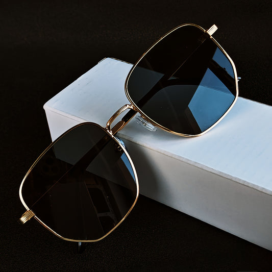 Classic Style Retro Design Fashion Glasses Geometric Metal Frame Suitable for Men and Women Decorative Glasses for men and women, casual business, party street photography, fashionable clothing accessories, ideal choice for g