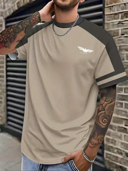 Men's 3D Print Graphic Short Sleeve T-Shirt - Casual Round Neck Regular Fit Tee with Random Unique Design, Machine Washable for Casual Attire, Modern Print Shirt, Durable Casualwear, Comfortable Fabric, Weekend Clothing, Tren