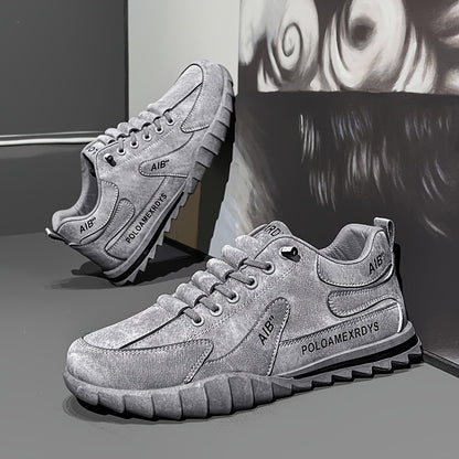 Men's Slip-On/Lace-Up Casual Shoes - All-Season Non-Slip Cushioned PVC Sole, Low-Top Athletic Sneakers Grey/ for Gym, Office, Everyday - Durable Canvas Upper & Non-Slip Grip Outsole, Grip Enhancing Footwear, Comfortable Lined