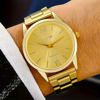 1pc Luxury Men's Quartz Wrist Watch, Alloy Case and Band, Fashionable Gift for Successful Gentlemen, Suitable for Women