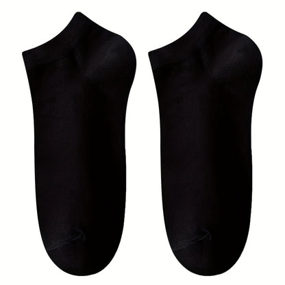 Black and White 10/30 Pairs of Socks - WQ - Unisex Simple Solid Color Versatile Short Socks for Spring and Summer