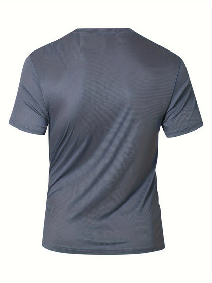 Men's Lightweight Sports T-Shirt - 100% Polyester, Moisture-Wicking, Breathable, Smooth Fabric, Round Neck, Short Sleeve, for Sports, Training, Casual, Party, Beach, Night Out - Unisex-Adult