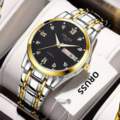 1pc Men's Round Luminous Quartz Watch, Wristwatch