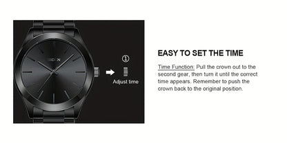 Simple Men'S Watch Black Waterproof Quartz Watch