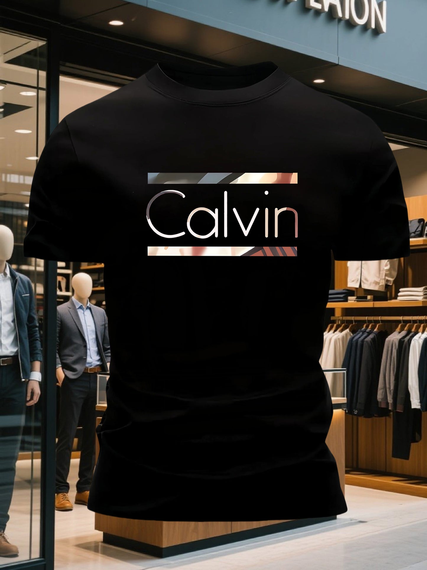 Men'S Bright Pink CALVI Graphic T-Shirt - Soft Breathable 100% Cotton Crewneck Tee, Everyday Casual Shirt for Office, Outings & Gym - Minimalist Modern Top, Comfortable Clothing, Stylish Letter Print, Durable Fabric, Short Sl