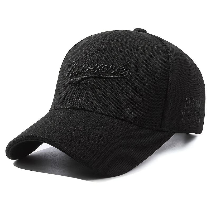 1pc New York Embroidered Baseball Cap - Oversized, Deep-Brimmed, Lightweight Fabric, Adjustable Buckle Closure, Casual Wear, Hand Wash Only, Casual Headwear | Embroidered Logo Cap | Lightweight Cap