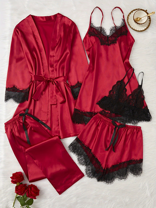 Ice Sensation Color Ding Lei Contrast Lace Patchwork Multi-Piece Set
