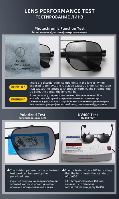 CLLOIO Top Quality Photochromic Men Women Polarized Driving Chameleon Anti-glare Sport UV400