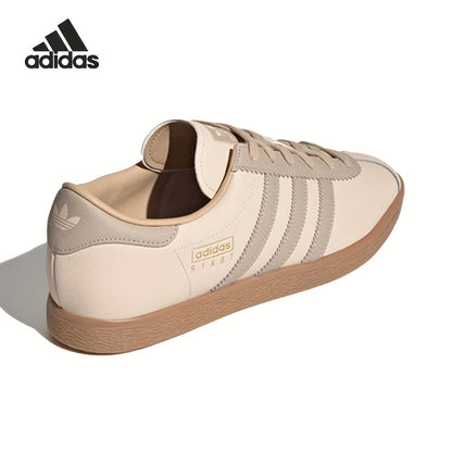 Adidas Originals Stadt Low-Top Sneakers - Slip-Resistant Rubber Sole, Genuine Leather Upper, EVA Cushioned Insole, Striped Design, Beige/Brown, Unisex All-Season Casual Shoes (JR8313), Shoe Insoles, Slipresistant Footwear, Mi
