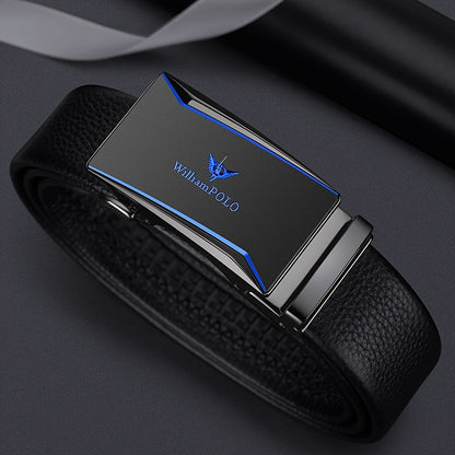 Belt Men's Genuine Leather New Automatic Buckle Pure Cow Leather Belt Business Versatile Young People High-end Trendy Trouser Belt