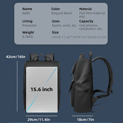 Men'S Stylish Large Capacity Commuter Backpack - Black Oxford Fabric, Durable with Multiple Compartments and Adjustable Straps, Ideal for Office, Student, University, School, Travel, Commute, Travel Backpack | Casual Style Ba