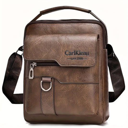 New Men's shoulder bag fashion leisure bag small satchel vertical handbag business Men's diagonal bag [zipper direction random]
