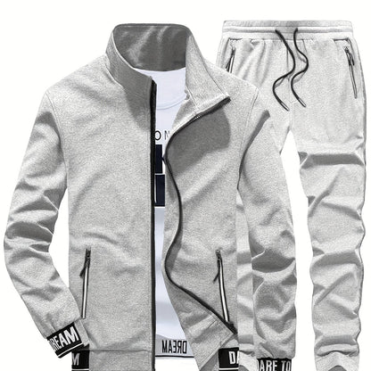Spring and Autumn Men's Stand Collar Sports Casual Pants Suit