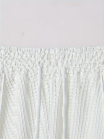 Baseball Collar Jacket and Pants Set in Waffle Fabric