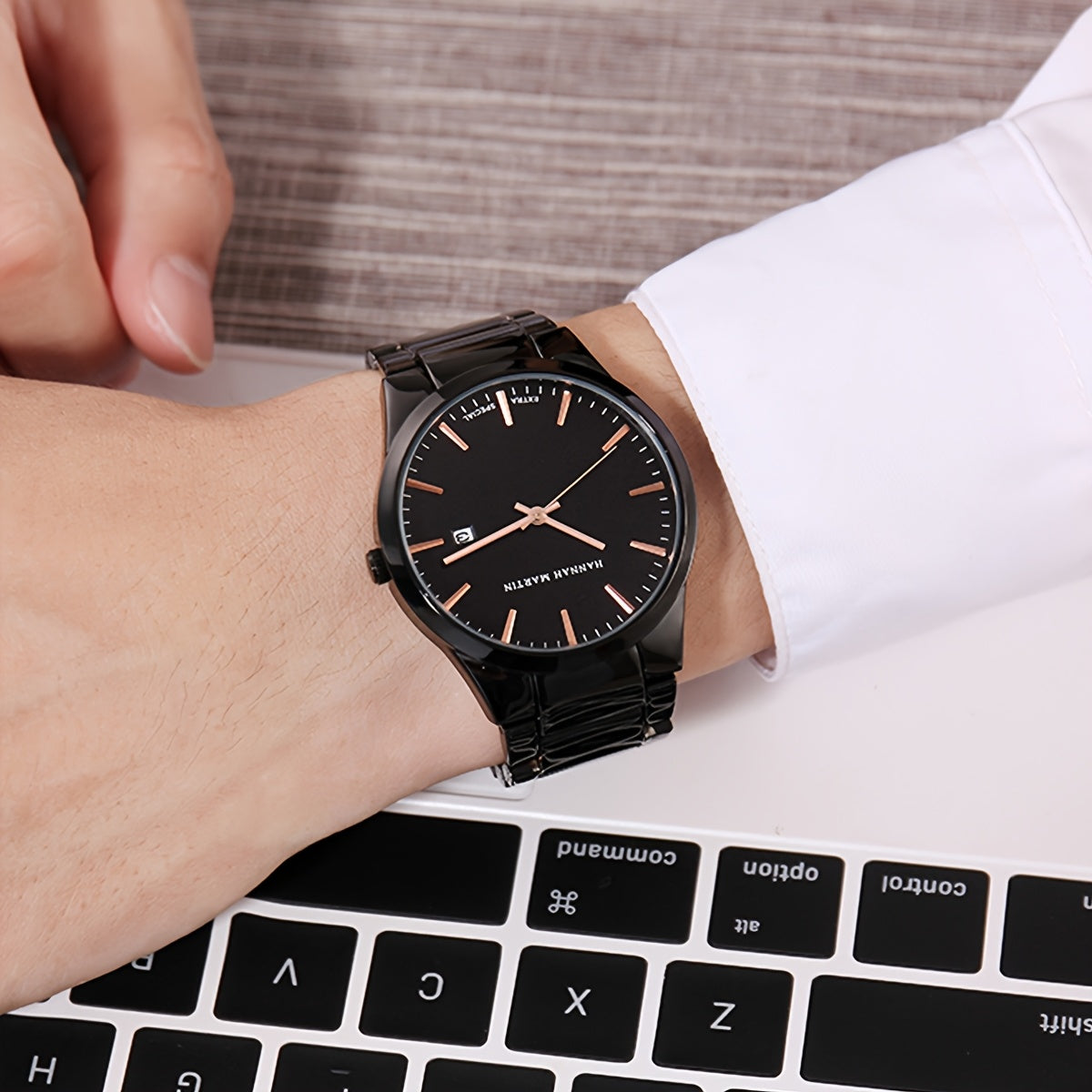 Fashion Casual Watch, Classic Simple Black Calendar Quartz Movement Stainless Steel Strap, Suitable For Daily Outdoor Leisure Business Men's Watch