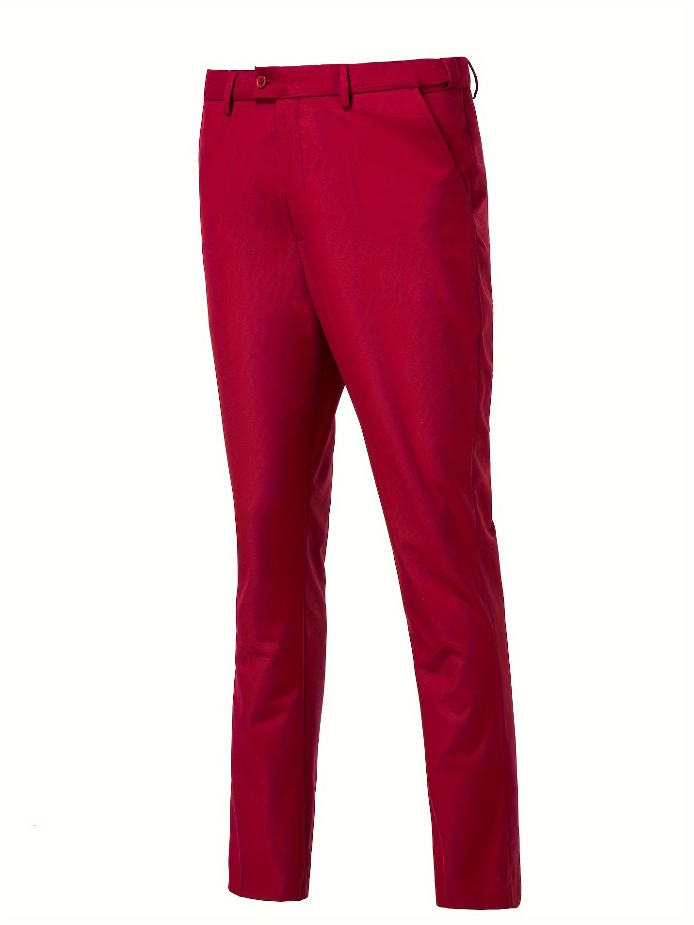 SAILIINY Men'S Solid Color Polyester Viscose Blend Dress Pants, Regular Fit All-Season Party Suit Trousers with Pockets, 80% Polyester 20% Viscose, 240g/m² Woven Fabric, 100% Polyester Lining, for Mature Occasions
