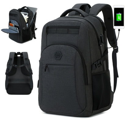 Travel Laptop Backpack, Business Slim Durable Laptop Backpack With USB Charging Port And Trolley Cover, Male And Female College High School Laptop Bag For 15.6 Inch Laptop