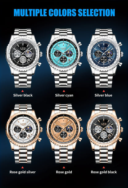 LIGE Top Brand Luxury New Quartz Watch for Women, Luminous Fashion Timepiece for Ladies, Date Chronograph Sports Wristwatch, Men'S Watch