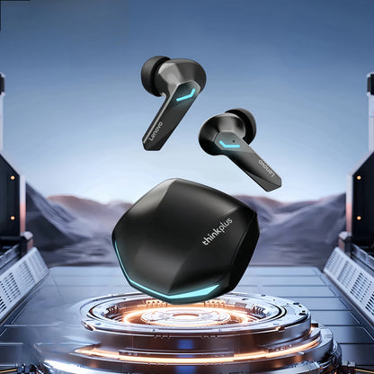 [Office Ready] Lenovo ThinkPlus GM2 PRO Wireless Earbuds - HiFi Sound, Tri-Band Analysis, Intelligent Noise Reduction, HD Calls, 350mAh Rechargeable Battery, USB Type-C Charging, Sleek Black Design with Blue Accents, Portable
