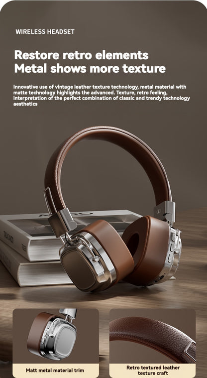 Vintage-Inspired Over-Ear Wireless Headset With Wireless 5.3 Chip - No Lag Gaming, Hi-Fi Sound & Deep Bass, Long-Lasting 350Mah Battery, Ideal For Music Lovers & Athletes
