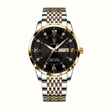 Women's Business Leisure Quartz Watch Luminous Fashion Date Dial Analog Steel Band Wrist Watch