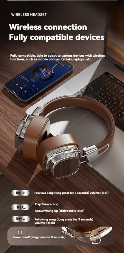 Vintage-Inspired Over-Ear Wireless Headset With Wireless 5.3 Chip - No Lag Gaming, Hi-Fi Sound & Deep Bass, Long-Lasting 350Mah Battery, Ideal For Music Lovers & Athletes