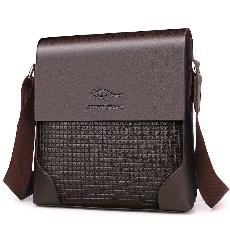 Men'S Stylish Casual Shoulder Crossbody Bag, Small Faux Leather Satchel.