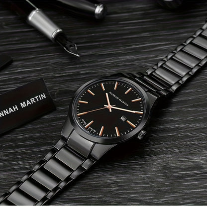 Fashion Casual Watch, Classic Simple Black Calendar Quartz Movement Stainless Steel Strap, Suitable For Daily Outdoor Leisure Business Men's Watch