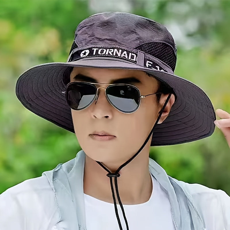 Men'S Black "TORNADO F-35.56cm Bucket Hat with Adjustable Strap - Stylish Outdoor Sun Protection, Ideal for Fishing, Hiking, and Summer Activities, Outdoor Sun Protection|Adjustable Headgear|Polyester Hat