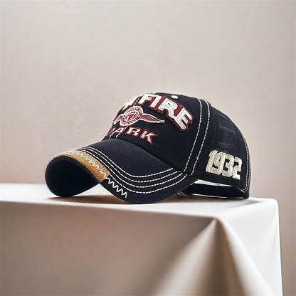 Vintage 1932 Firefighter Baseball Cap - Red & Yellow, Adjustable Fit, Moisture-Wicking Polyester, Hand-Washable Outdoor Hat for Men and Women, Adjustable Baseball Cap | Logo Cap | Quality Craftsmanship, Firefighter Gift