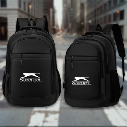 Slazenger R40 Casual Backpack - Sleek Black with White Logo, Durable Fabric, Multiple Compartments & Padded Shoulder Straps for Daily Commute, Travel, School, Work, Backpack for Travel, Urban Carry, Versatile Bag, Sturdy Cons