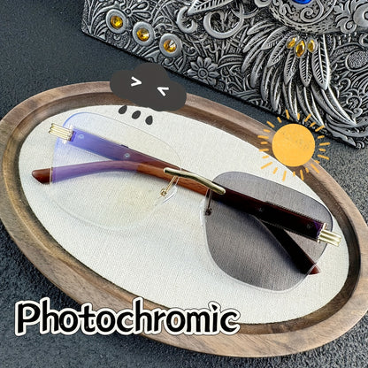 1pc of retro frameless photochromic fashionable glasses - suitable for both men and women, Y2K style, neutral and simple design - color changing lenses, suitable for daily use, very suitable for camping, makeup and dance part