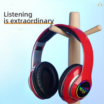 Wireless Earphones, Multi-Color LED Lights, Comfortable Foldable Earphones, SD Card Slot, School/Tablet/Pc/Phone/Birthday/Christmas/Travel Gifts. Popular Wireless Earphones, Head Mounted Wireless Earphones, And Foldable Earbu