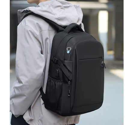 Men's Stylish Black Backpack - Multifunctional Business Laptop Bag with Adjustable Straps, Travel Compartments & Mesh Bottom for Daily Commute, Outdoor Adventures & Work, Business Backpack | Stylish Backpack | Secure Compartm